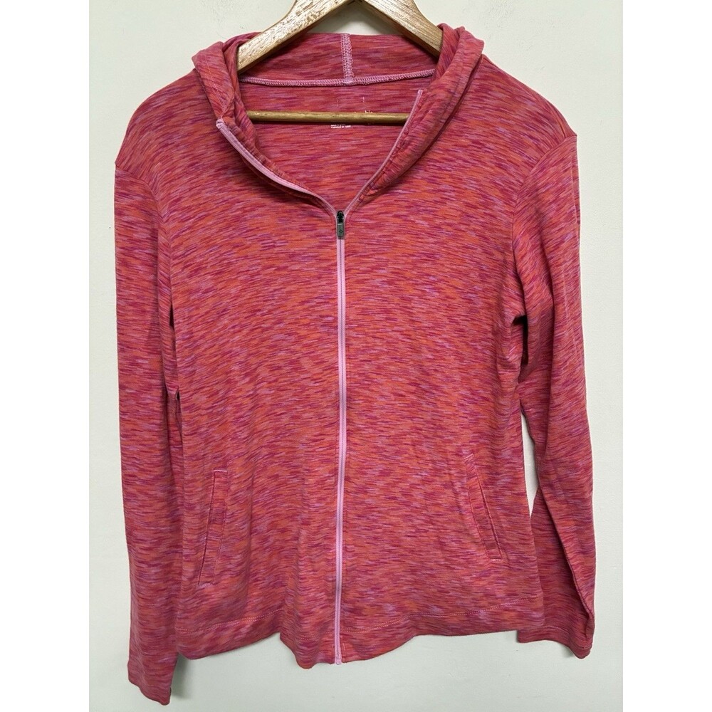Columbia Womens Pink Orange Space Dye Full Zip Hoodie Sweatshirt Large